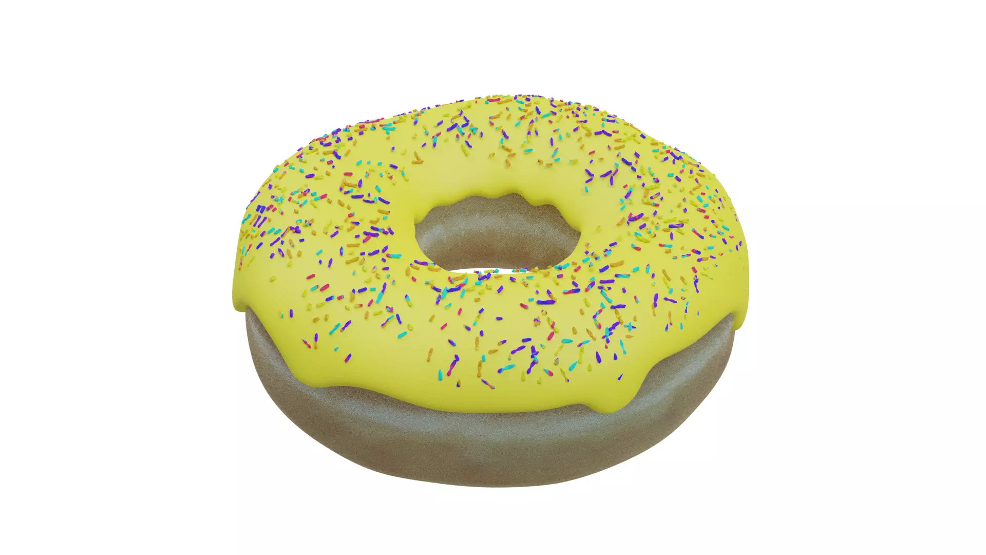 Yellow Donut Low-poly 3D model_0