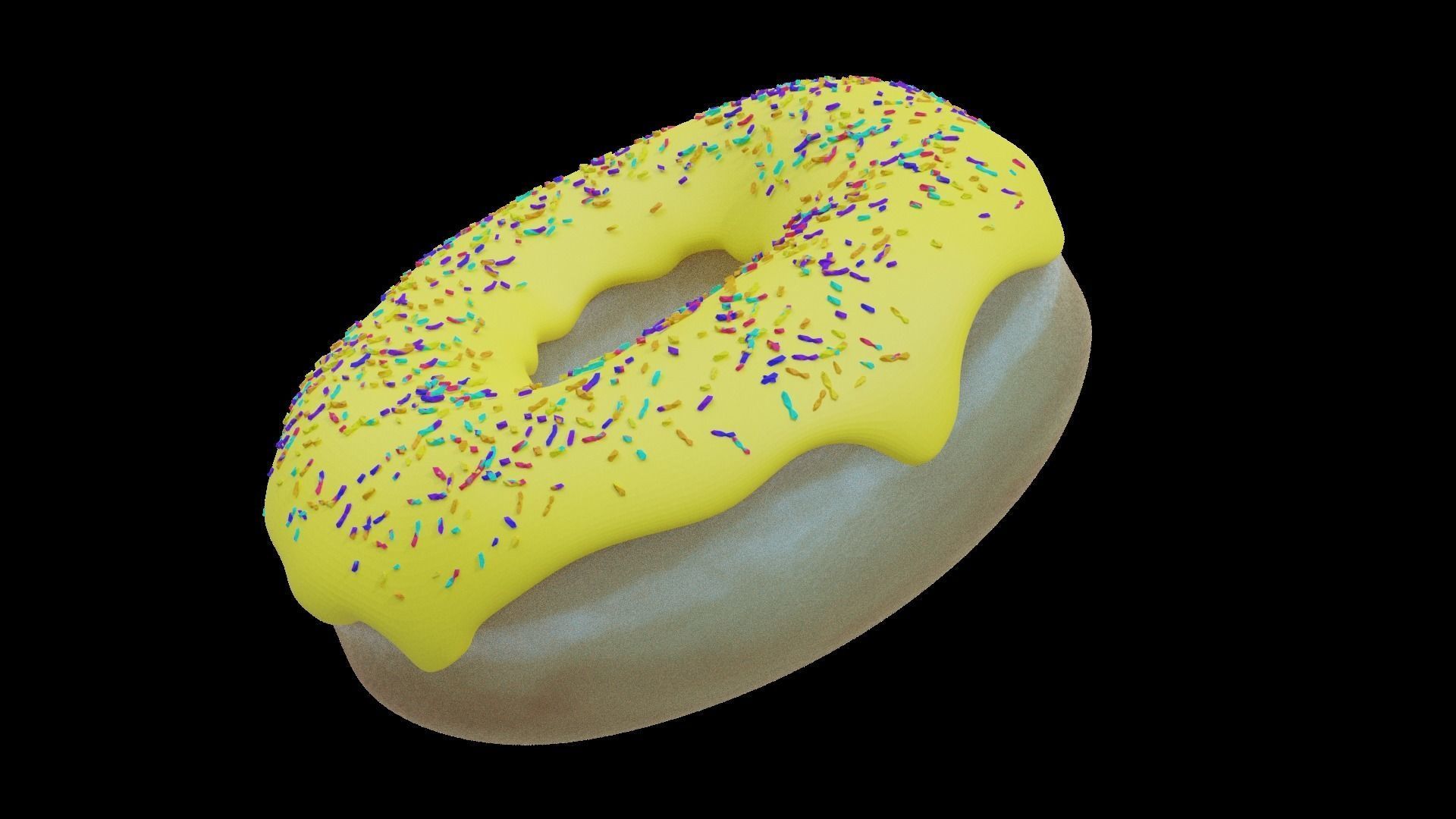Yellow Donut Low-poly 3D model_12