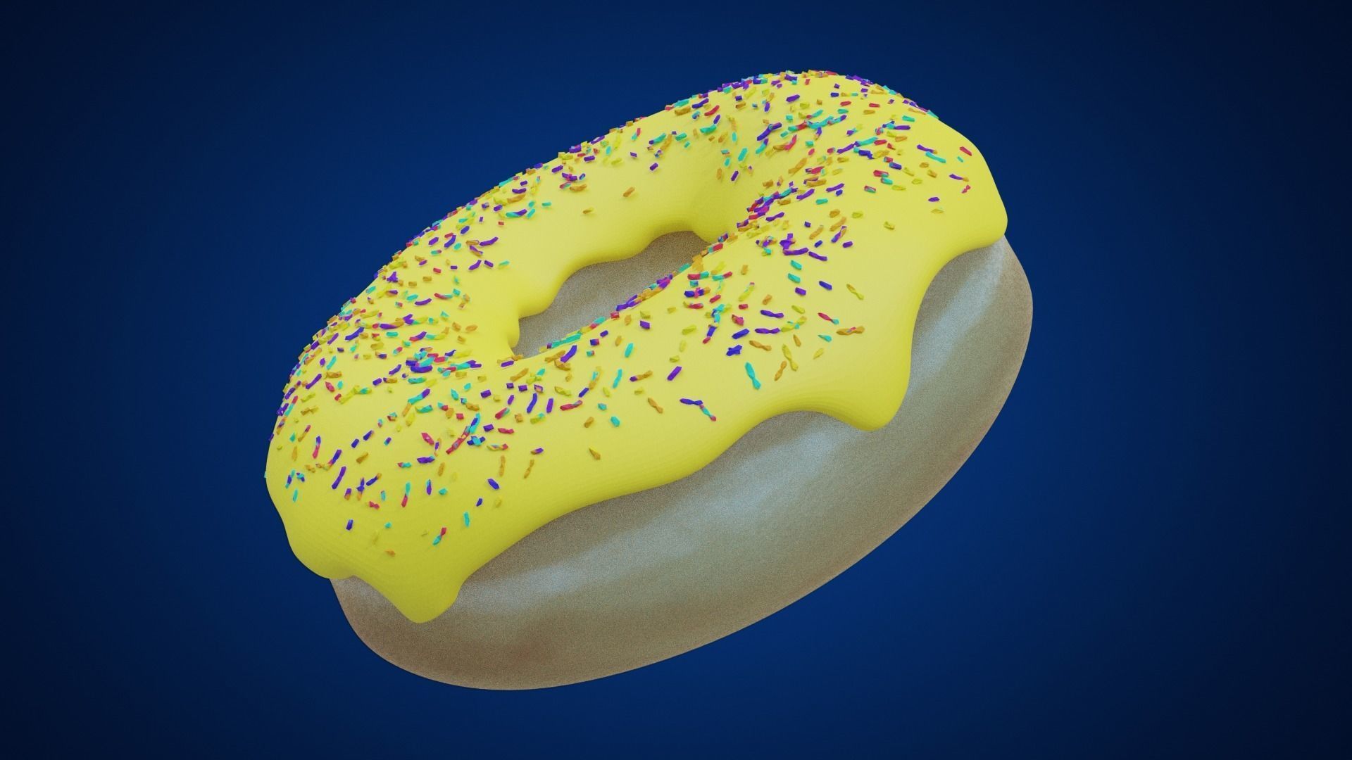 Yellow Donut Low-poly 3D model_1