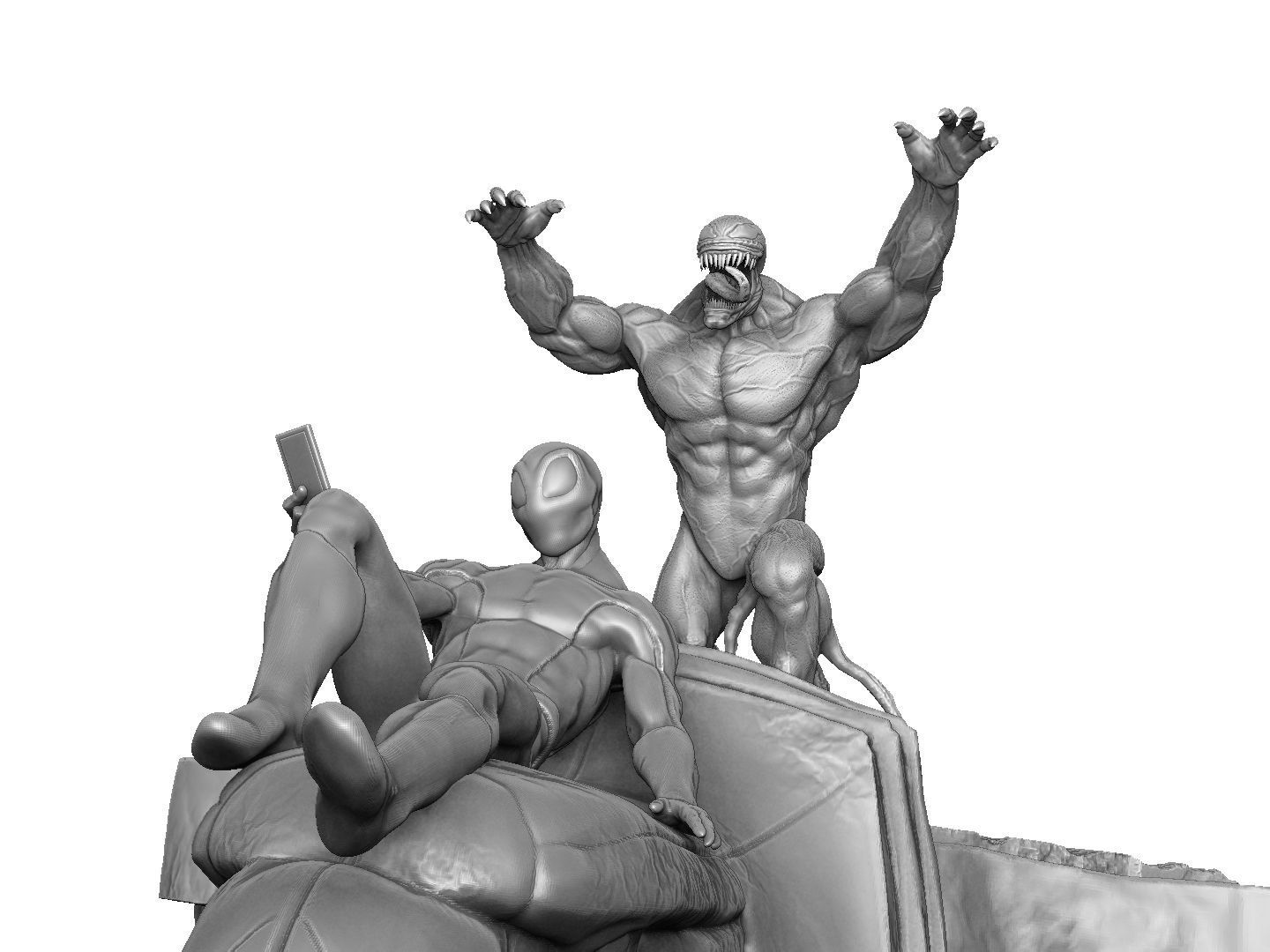 SPIDER MAN and VENOM DIORAMA 3D PRINTABLE STL 3D print model_4