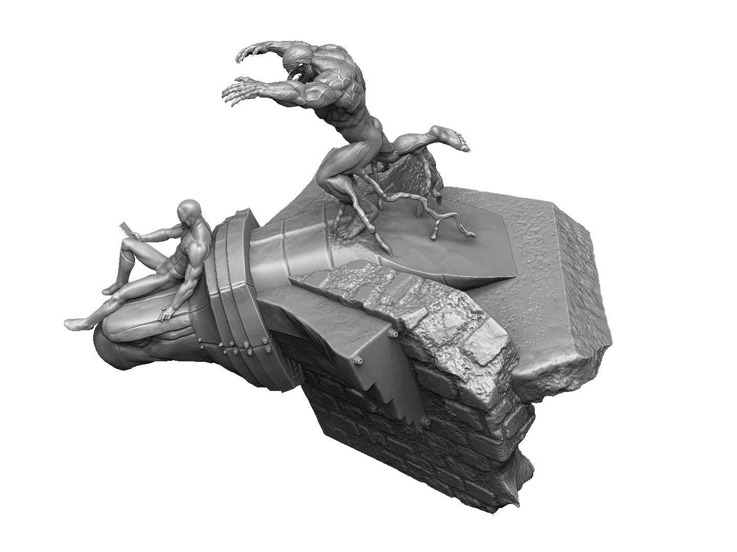 SPIDER MAN and VENOM DIORAMA 3D PRINTABLE STL 3D print model_5