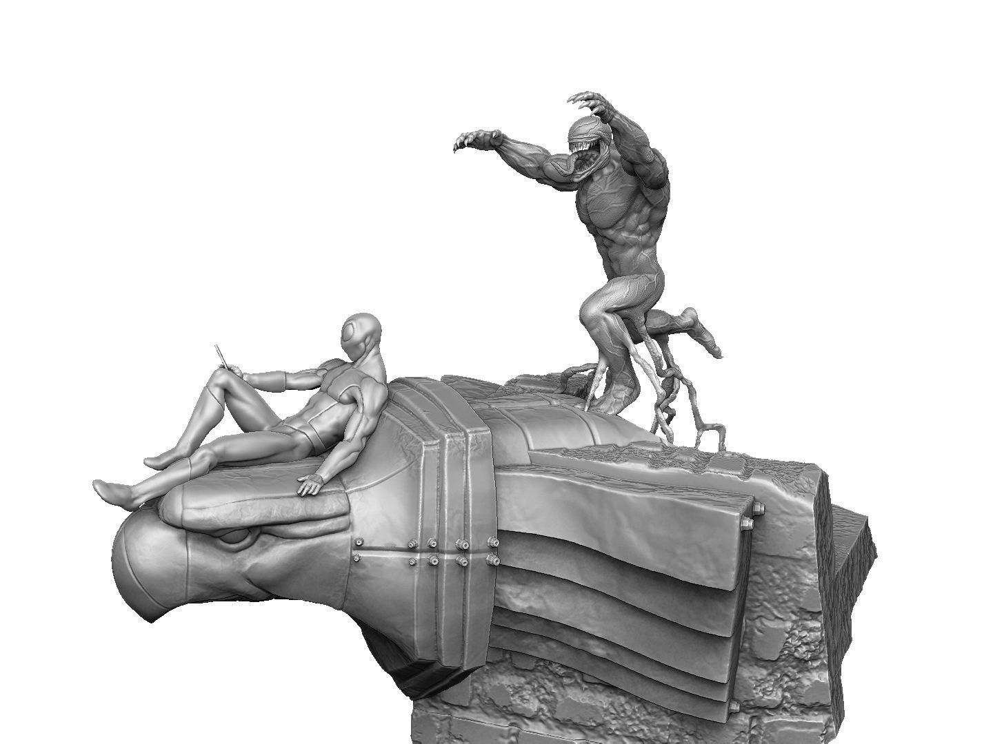 SPIDER MAN and VENOM DIORAMA 3D PRINTABLE STL 3D print model_1