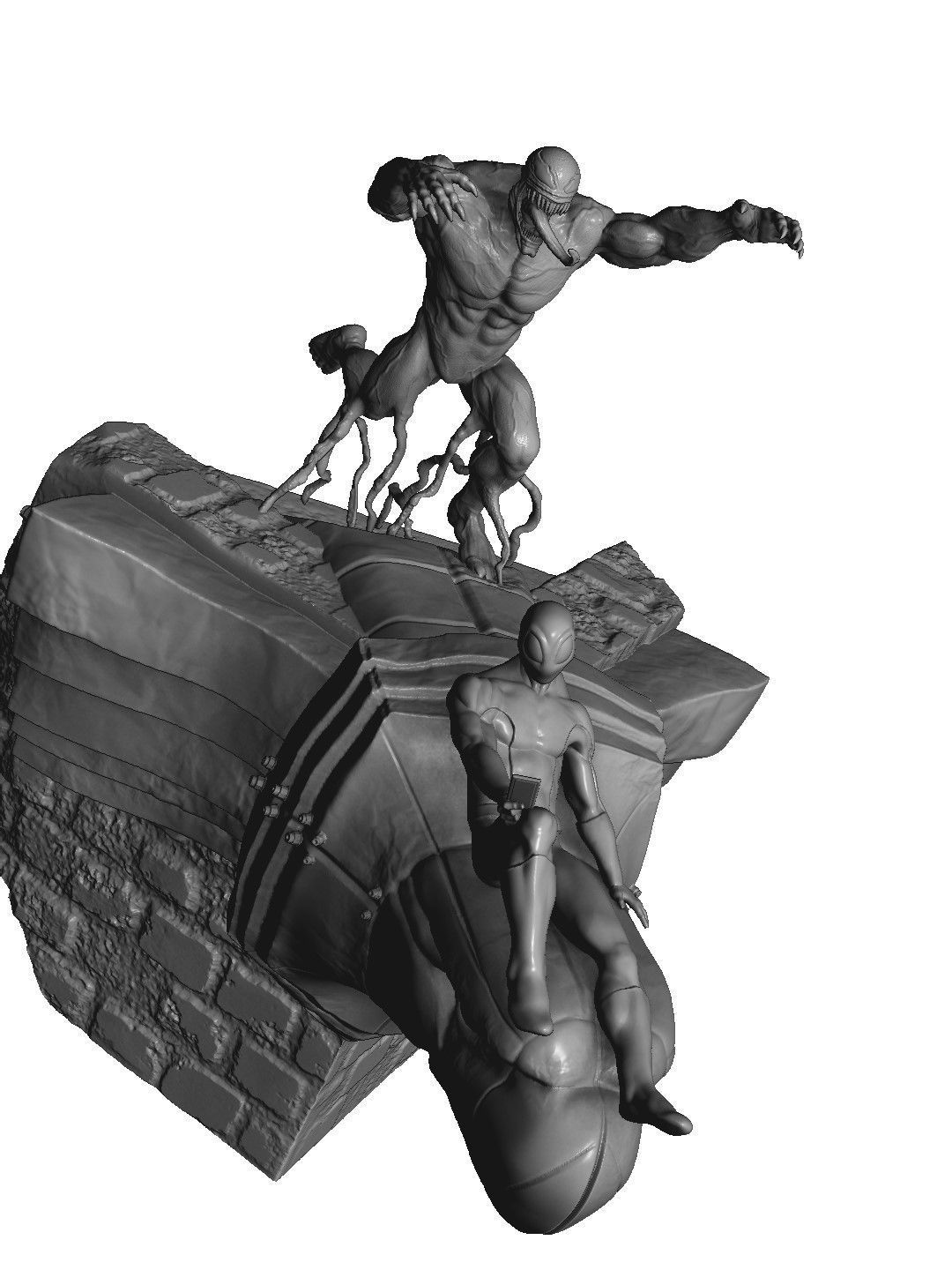 SPIDER MAN and VENOM DIORAMA 3D PRINTABLE STL 3D print model_11