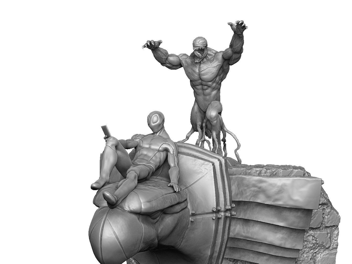 SPIDER MAN and VENOM DIORAMA 3D PRINTABLE STL 3D print model_12