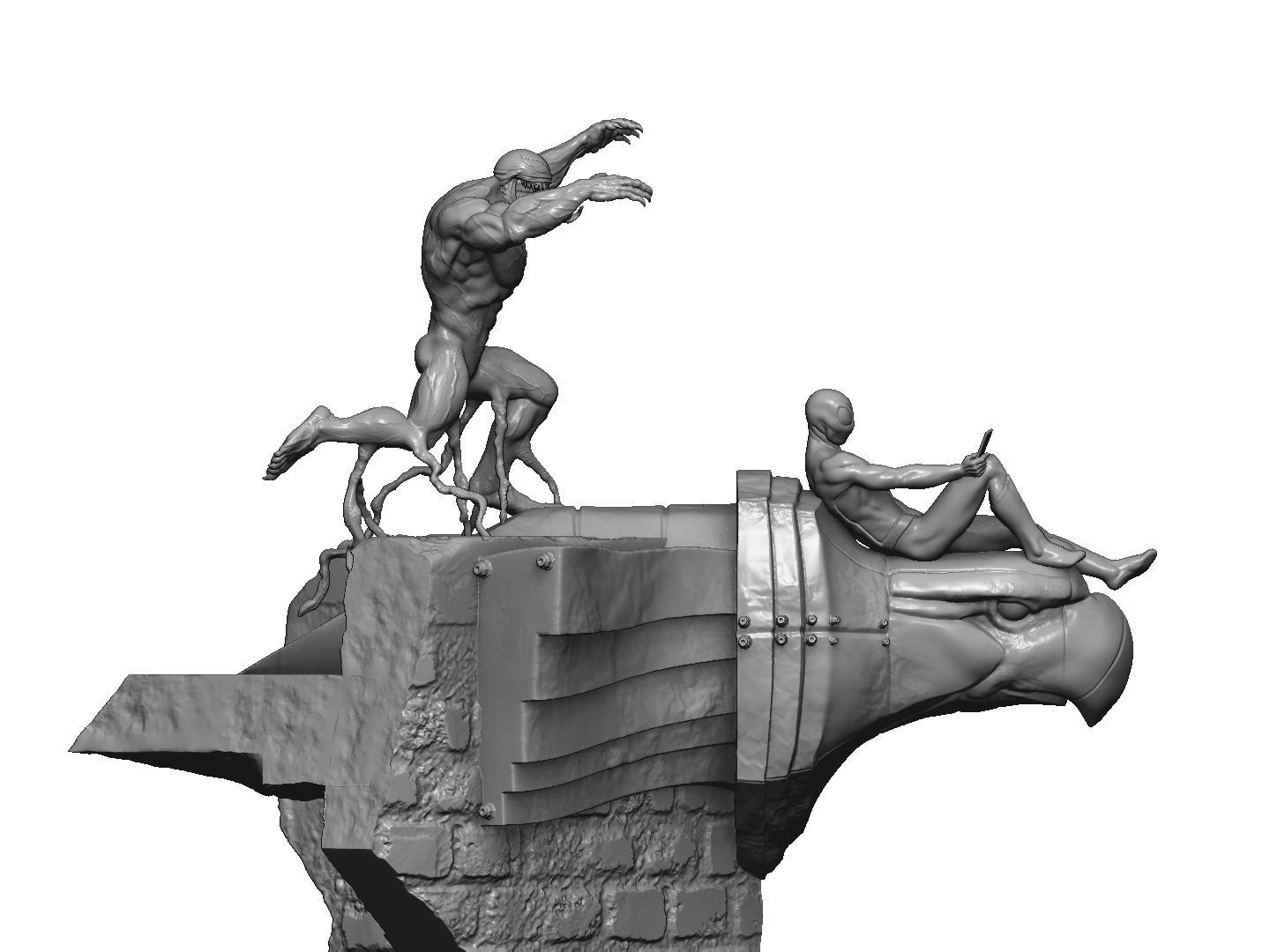 SPIDER MAN and VENOM DIORAMA 3D PRINTABLE STL 3D print model_22