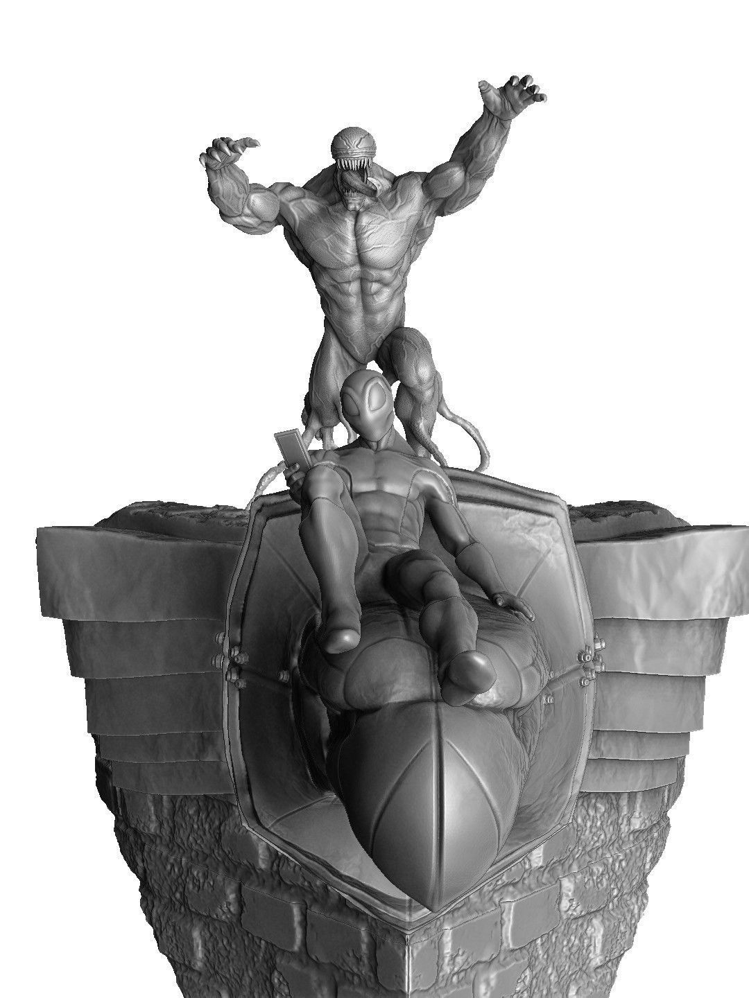 SPIDER MAN and VENOM DIORAMA 3D PRINTABLE STL 3D print model_8