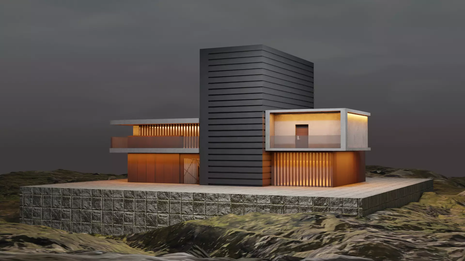 Exterior design Low-poly 3D model_0