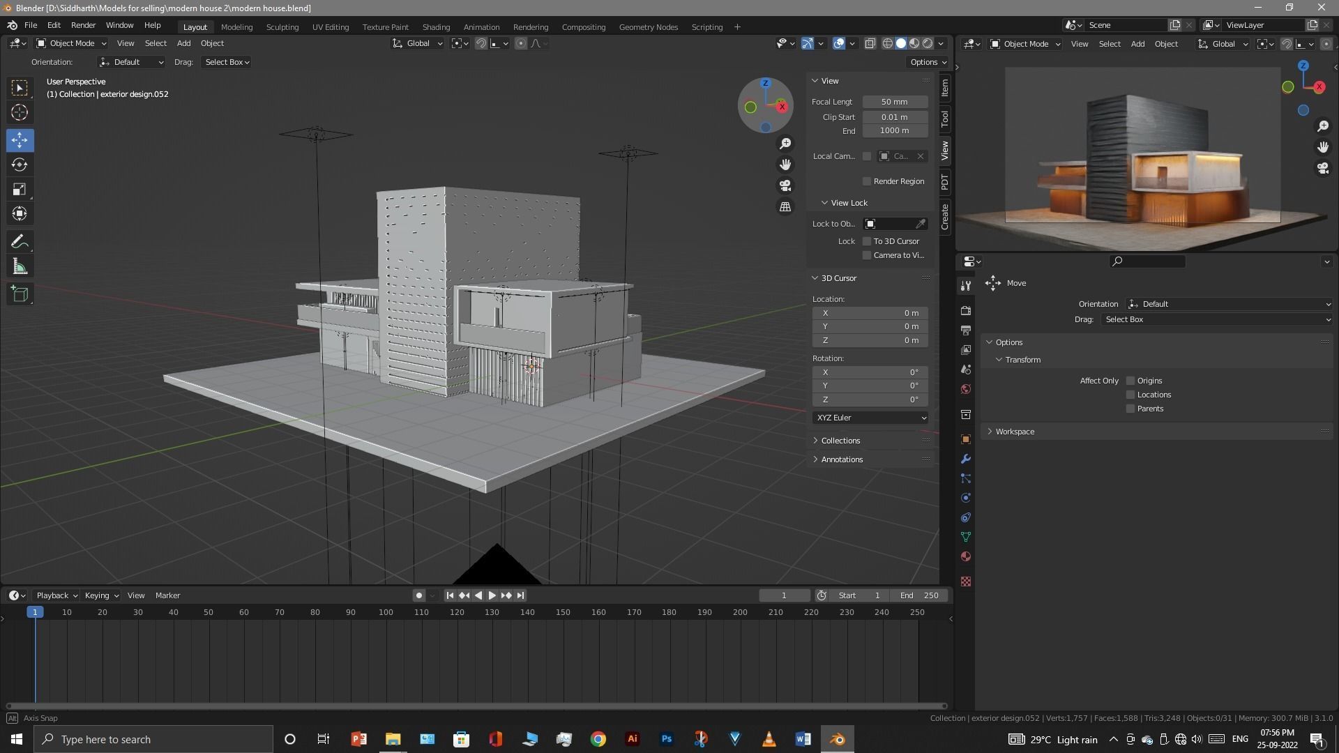 Exterior design Low-poly 3D model_36