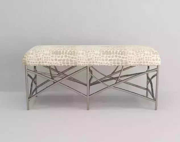 Bench  Airlie Modern Silver Branch Champagne Giraffe Print Bench