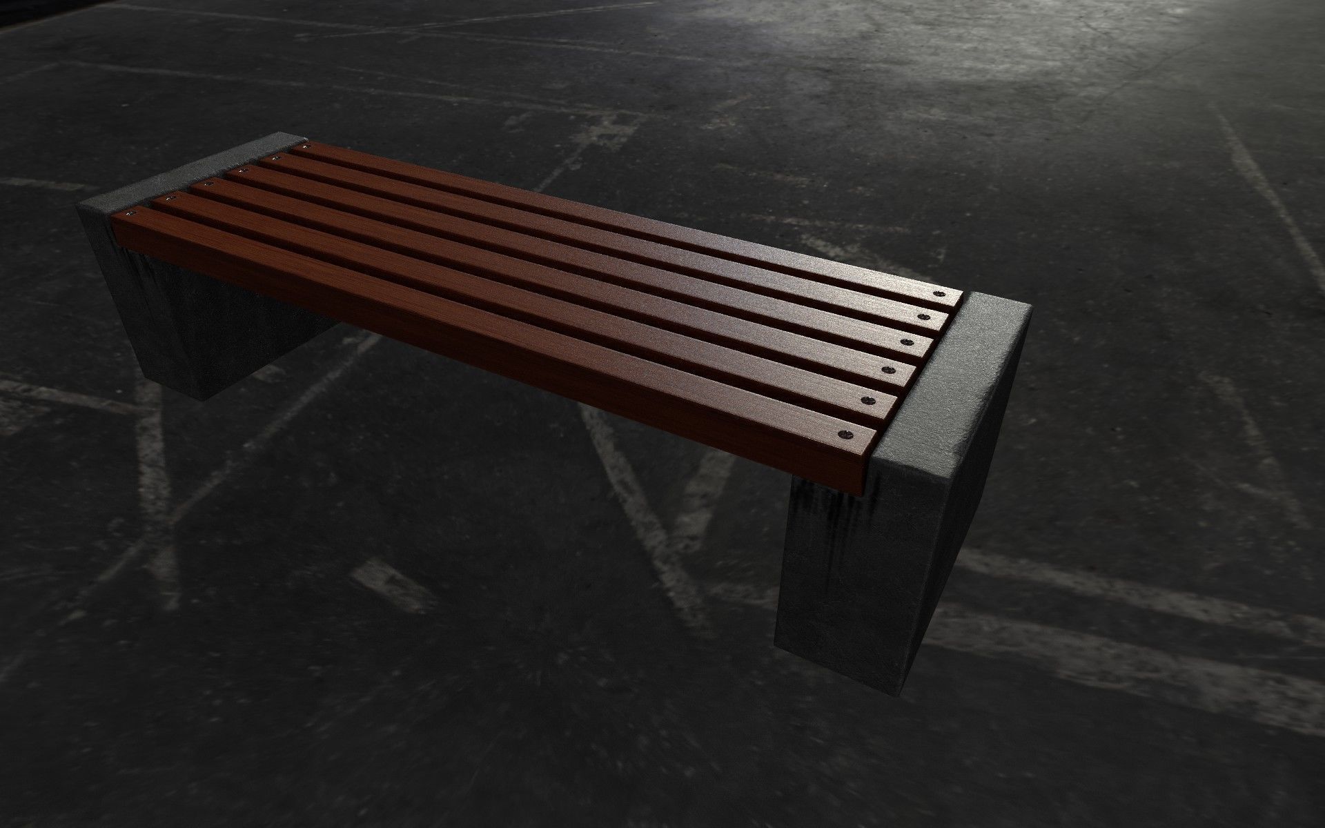 City Concrete Bench Free low-poly 3D model_5