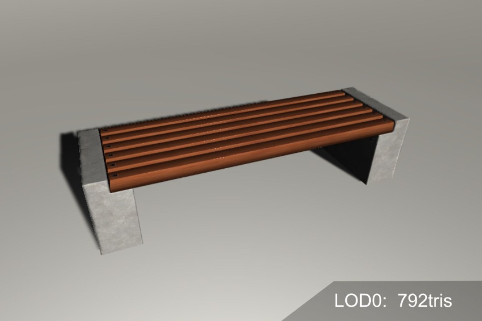 City Concrete Bench Free low-poly 3D model_1