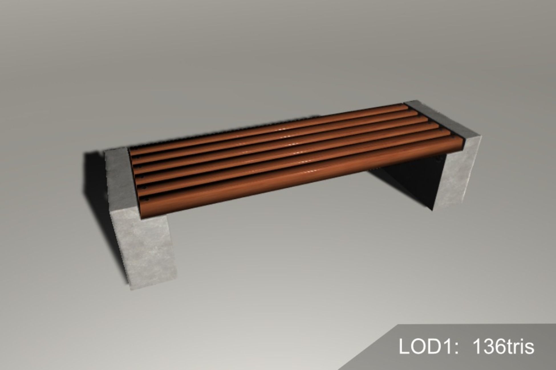 City Concrete Bench Free low-poly 3D model_2