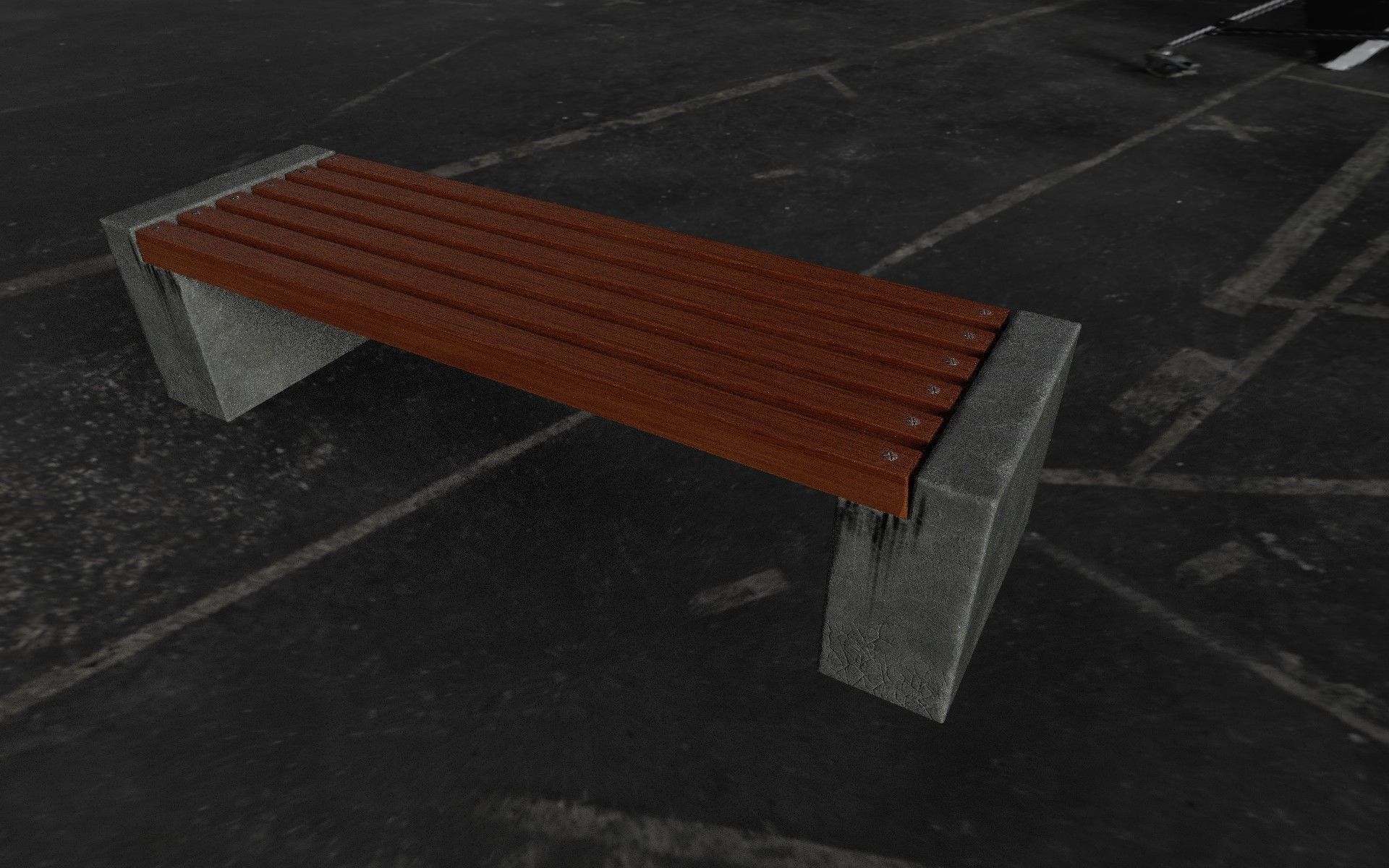 City Concrete Bench Free low-poly 3D model_6