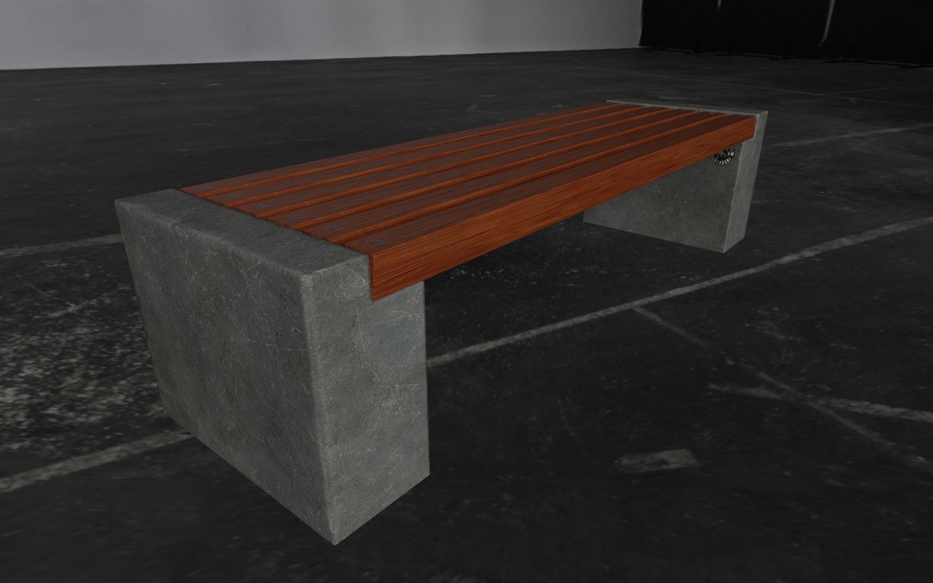 City Concrete Bench Free low-poly 3D model_4