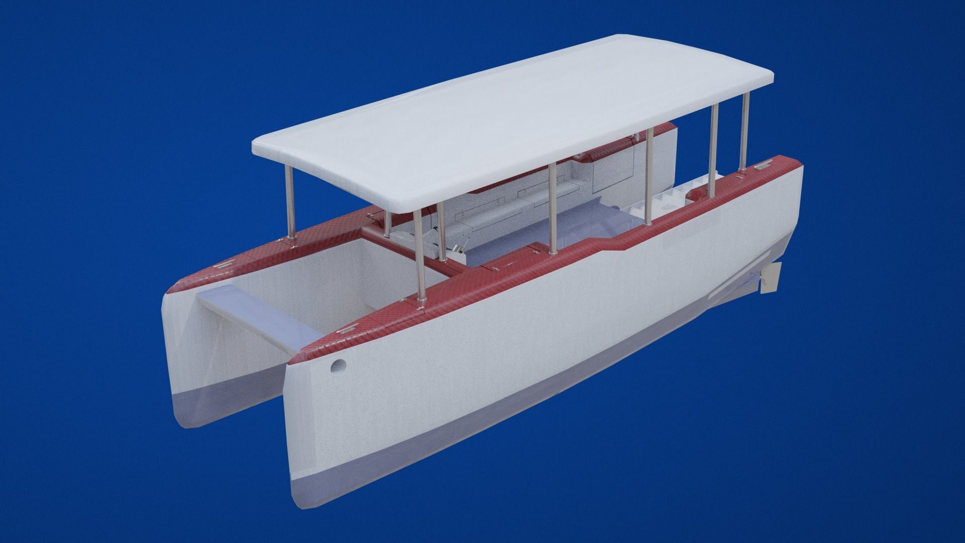 Catamaran boat Low-poly 3D model_21