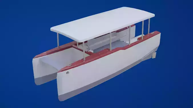 Catamaran boat Low-poly 3D model