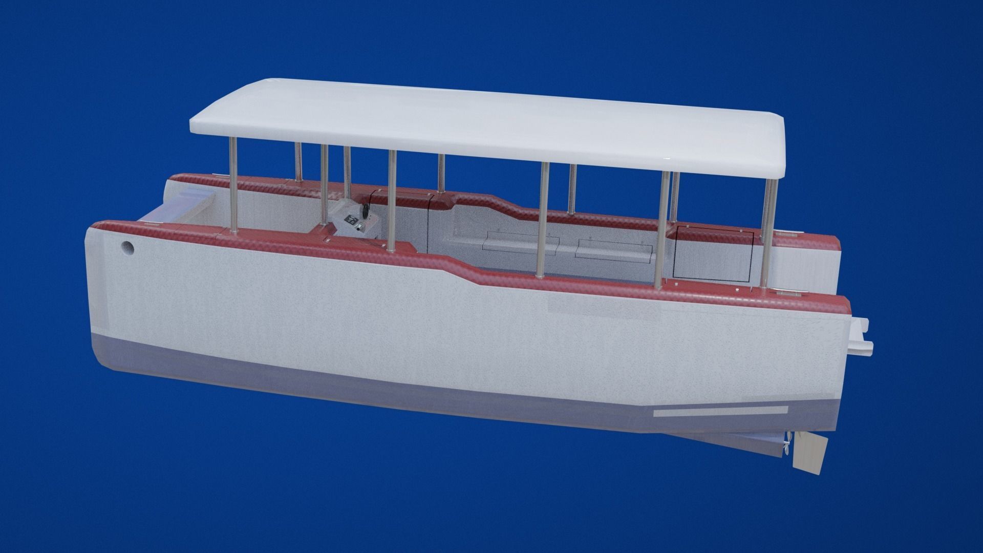 Catamaran boat Low-poly 3D model_4