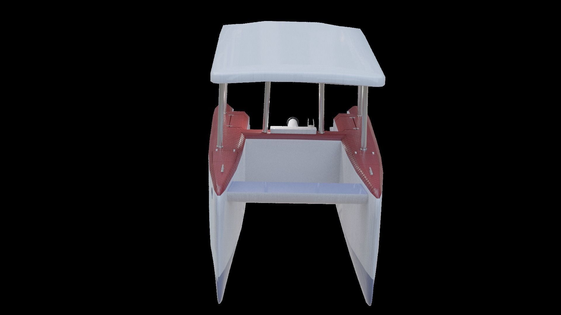 Catamaran boat Low-poly 3D model_7