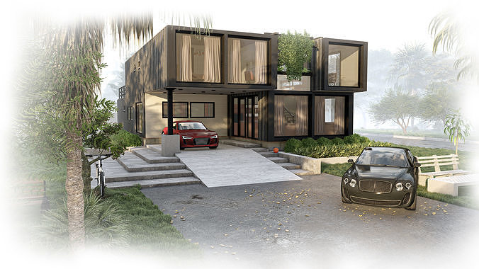 Two Story Container House Design 3D model