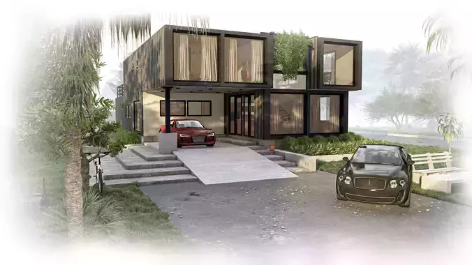 Two Story Container House Design 3D model