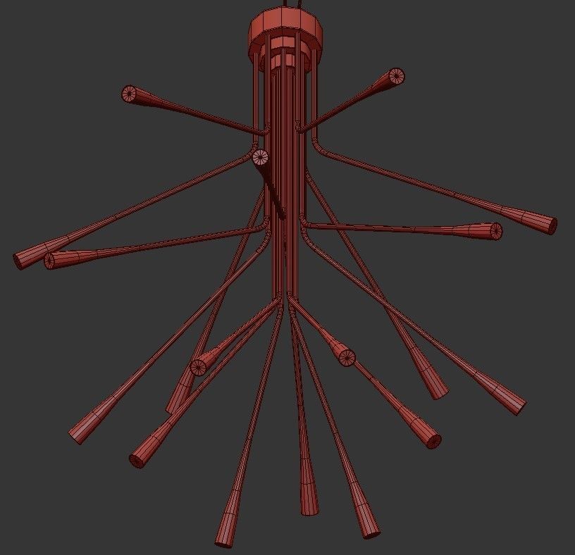 Lightweight modern chandelier with branches hanging from it 3D model_1