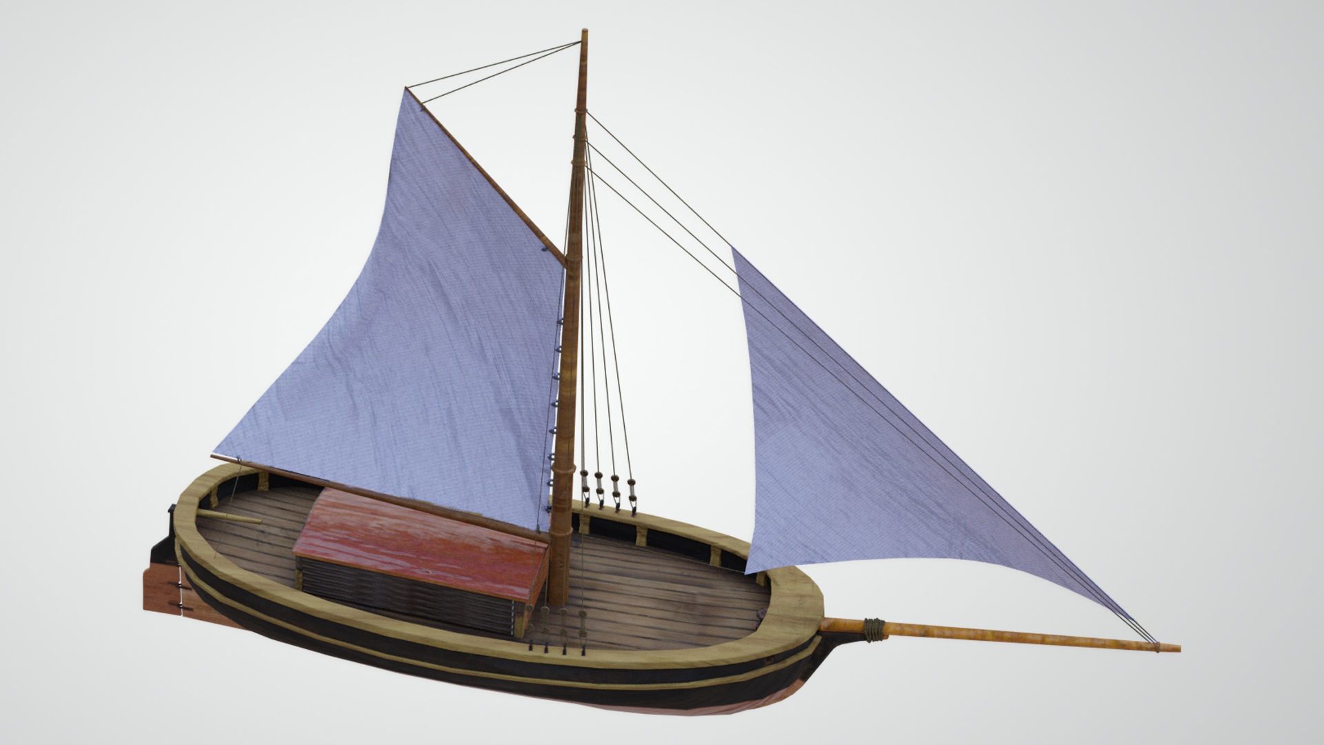 Classic Sail Boat Low-poly 3D model_5
