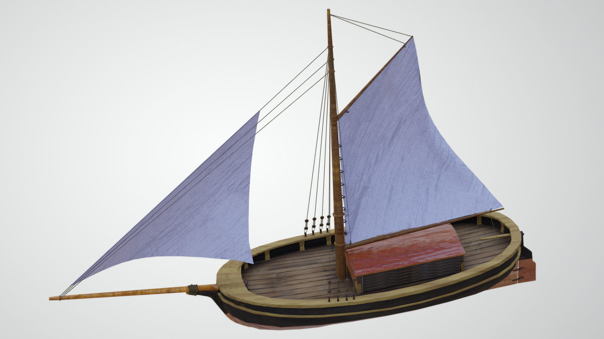 Classic Sail Boat Low-poly 3D model_17