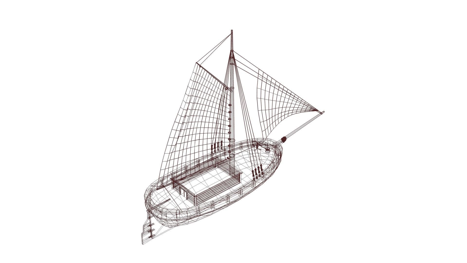 Classic Sail Boat Low-poly 3D model_10