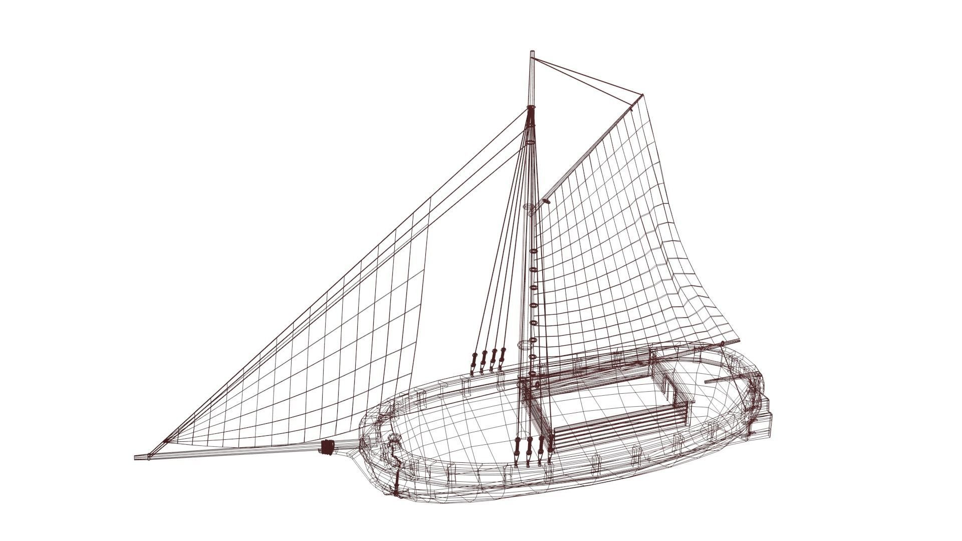 Classic Sail Boat Low-poly 3D model_4