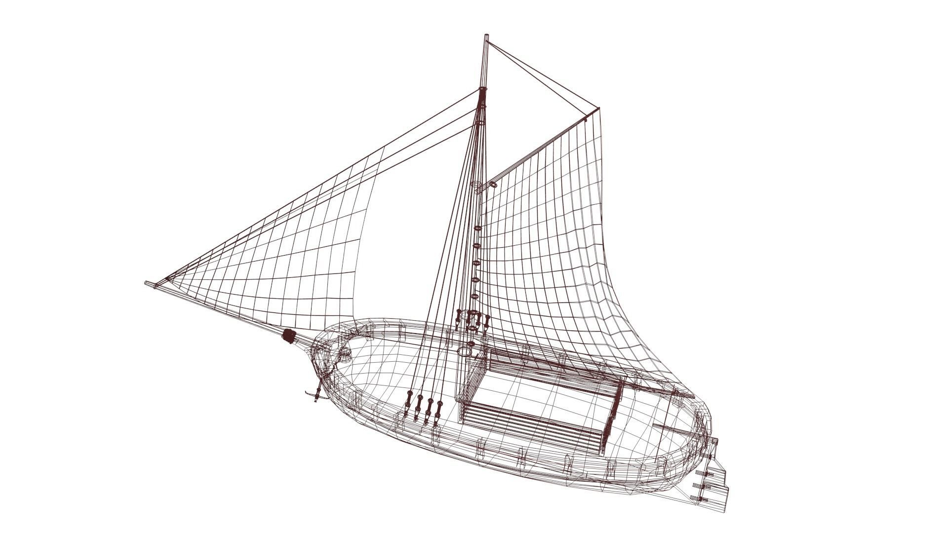 Classic Sail Boat Low-poly 3D model_8