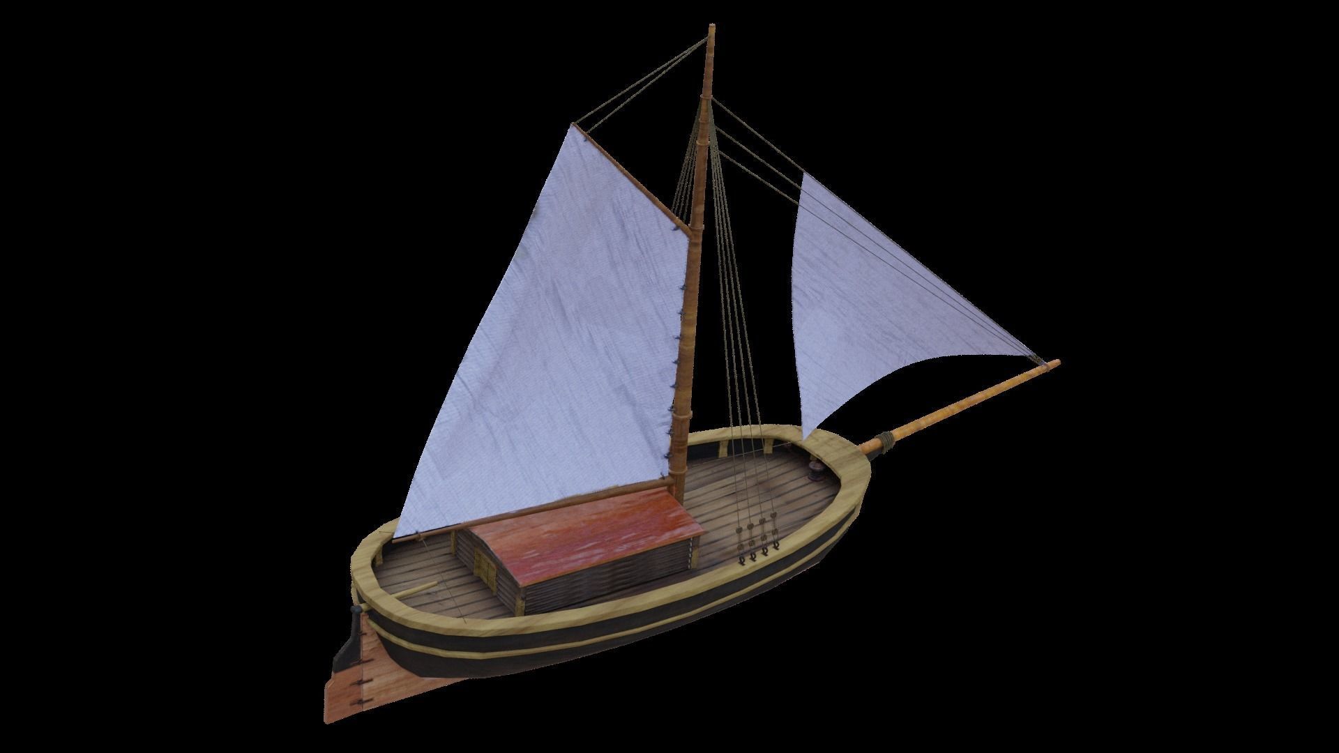 Classic Sail Boat Low-poly 3D model_1