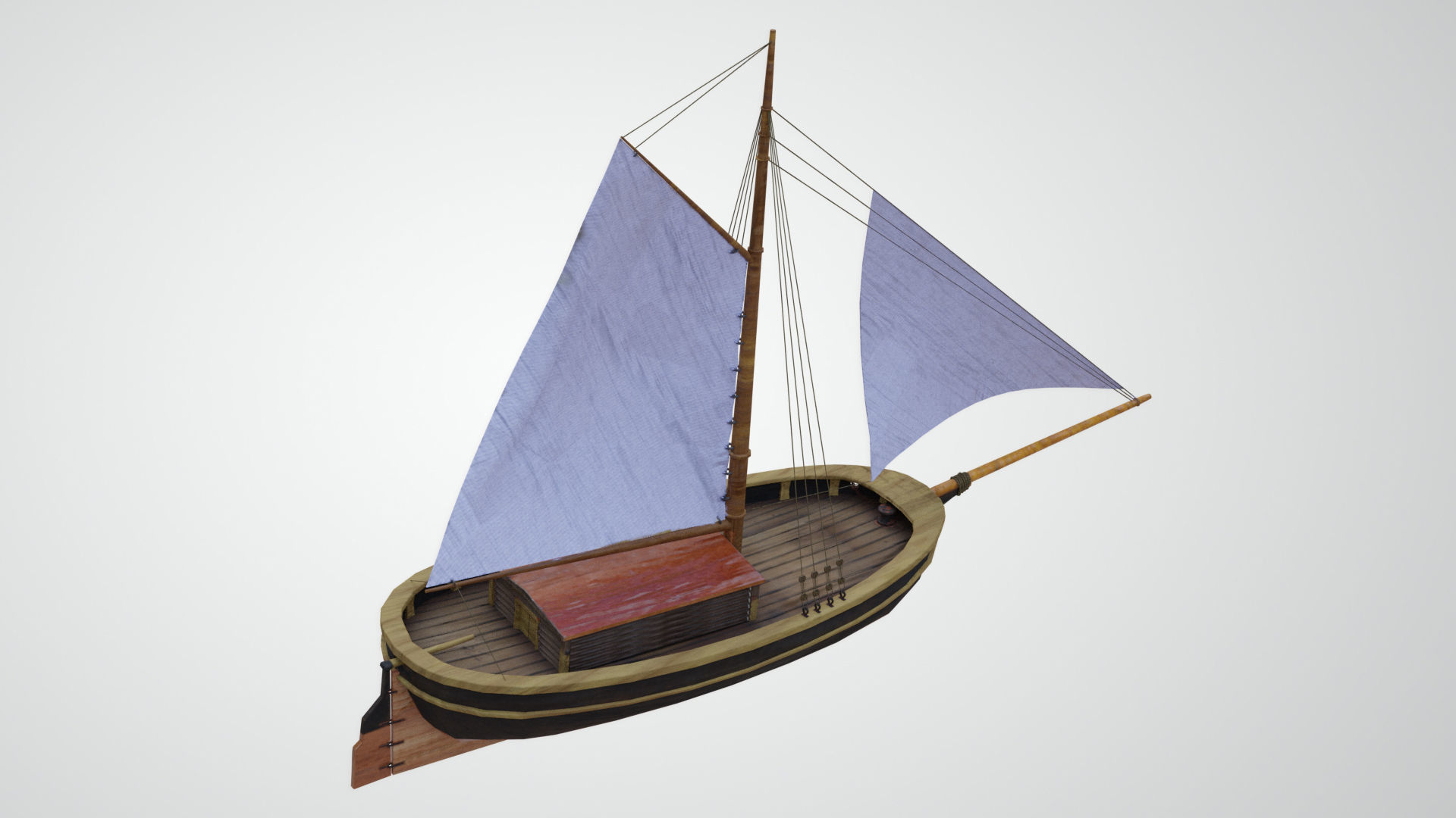 Classic Sail Boat Low-poly 3D model_14