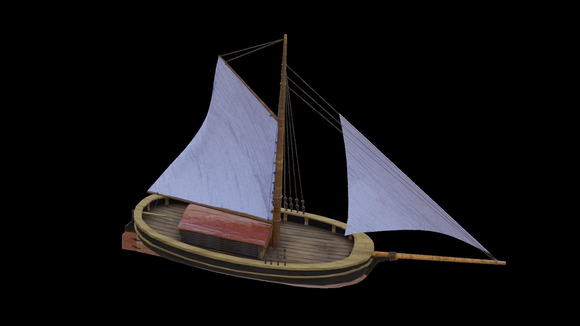 Classic Sail Boat Low-poly 3D model_11