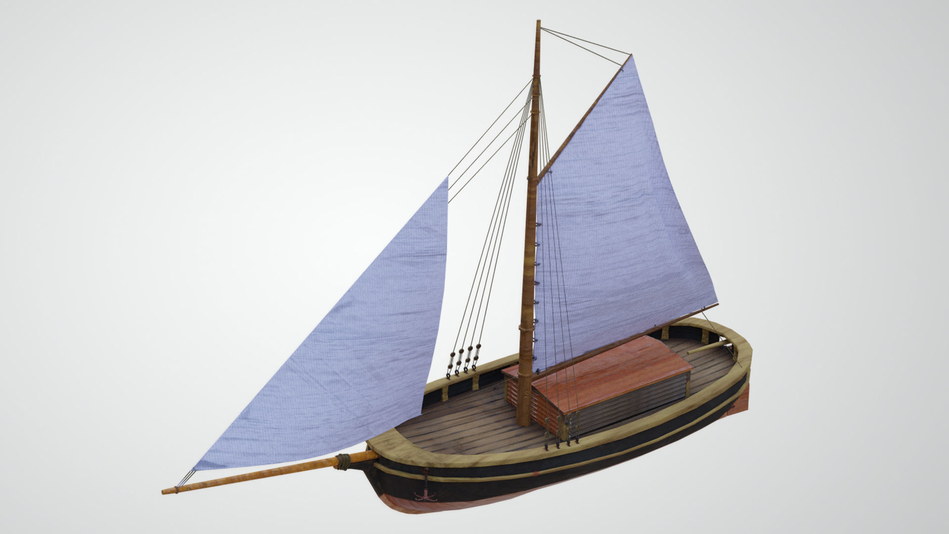 Classic Sail Boat Low-poly 3D model_3