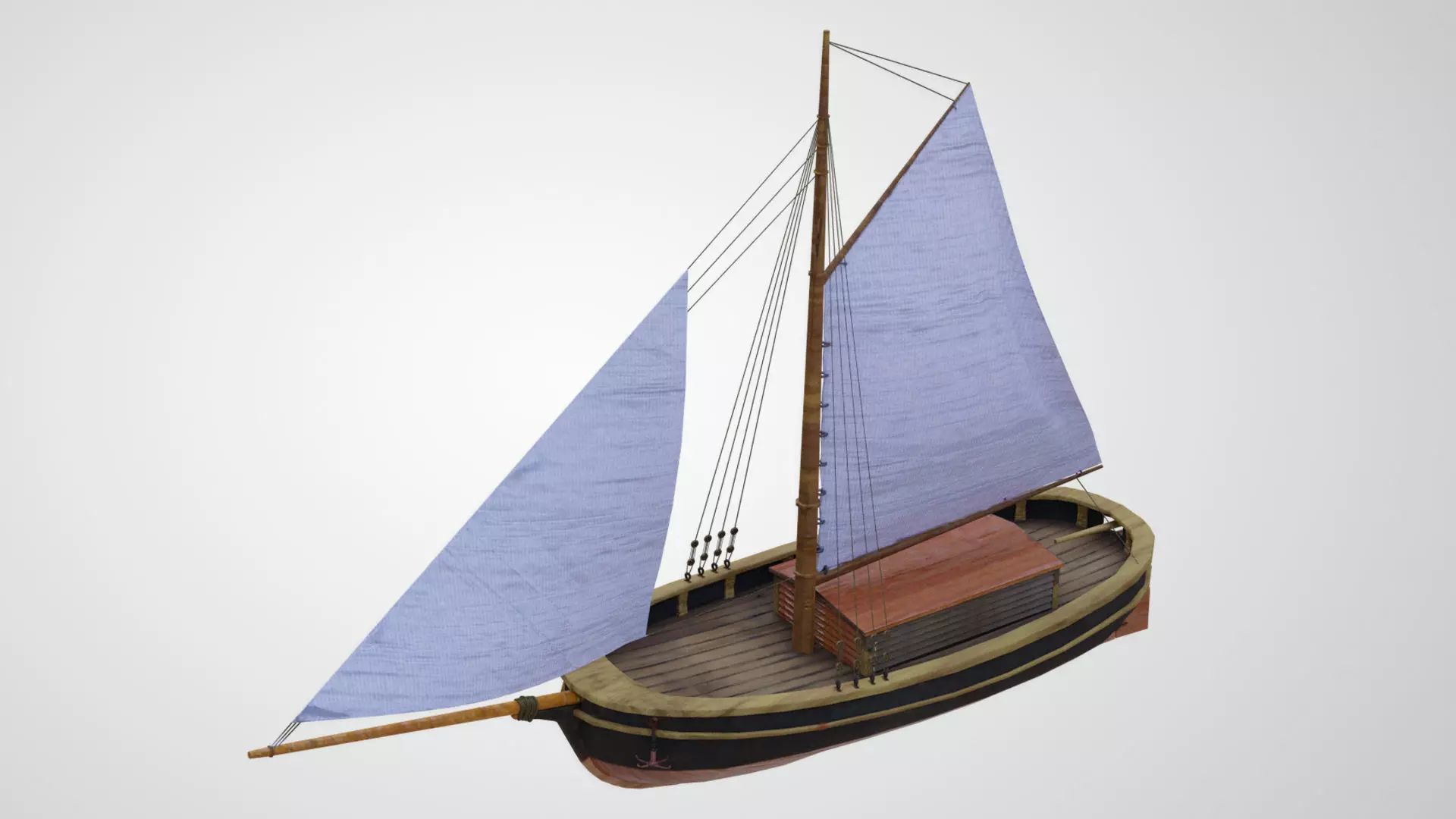Classic Sail Boat Low-poly 3D model_0