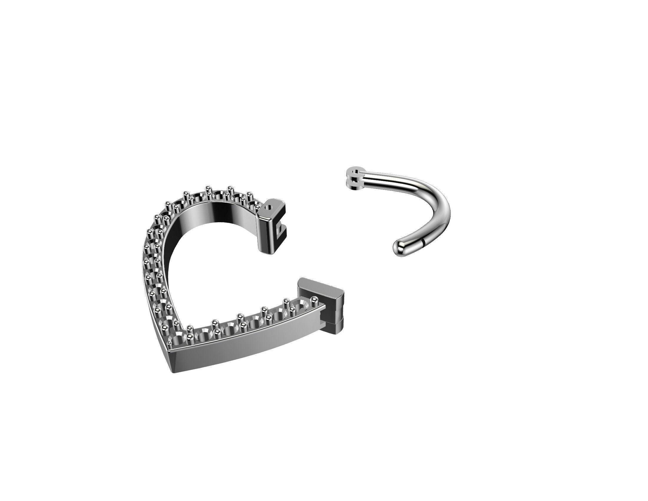 Heart shaped piercing  3D print model_1