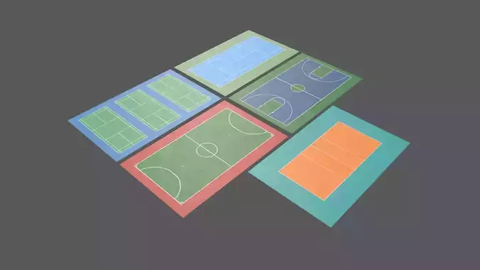 PBR Multi Sports Game Court Floor Low-poly 3D model
