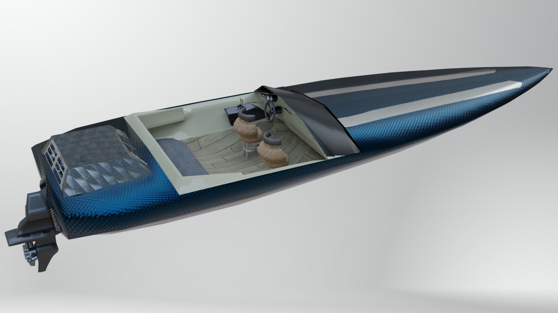 Fast Boat Low-poly 3D model_20