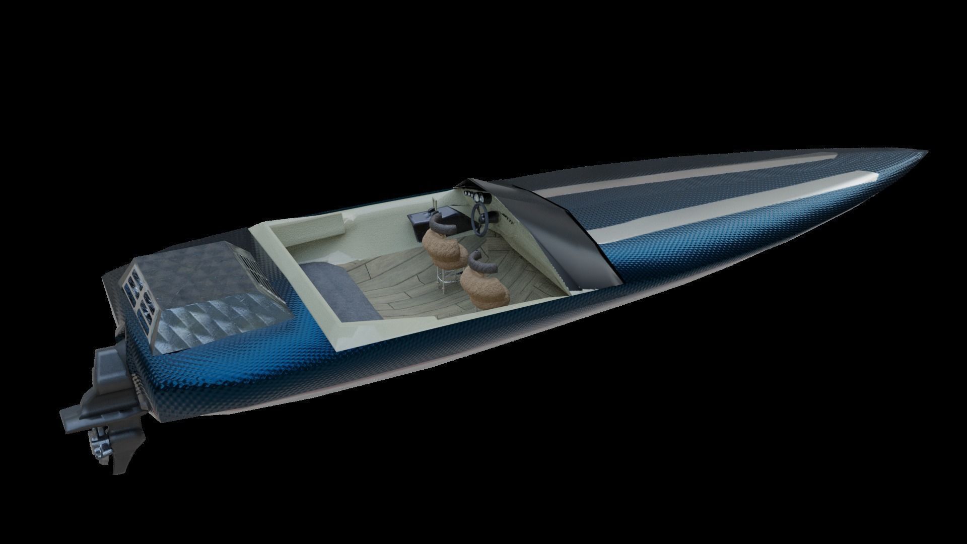 Fast Boat Low-poly 3D model_21