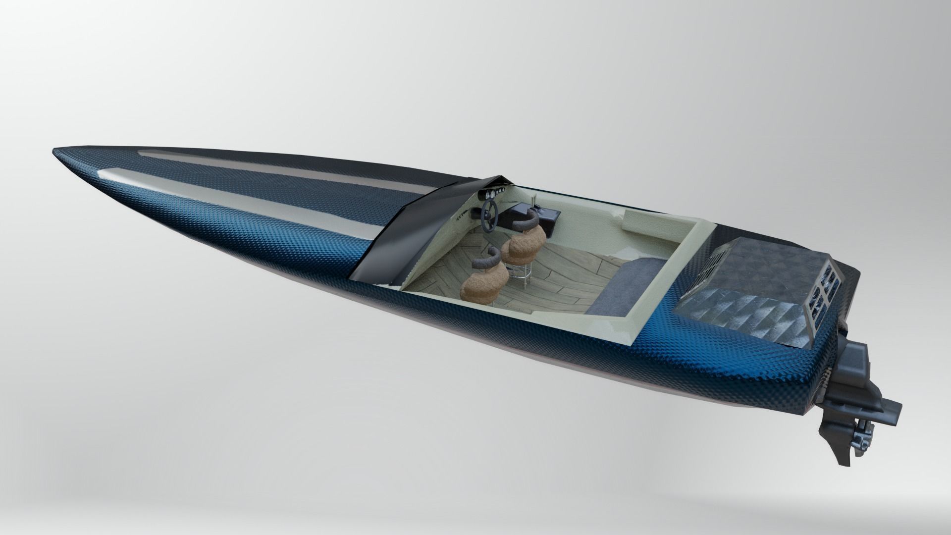 Fast Boat Low-poly 3D model_4