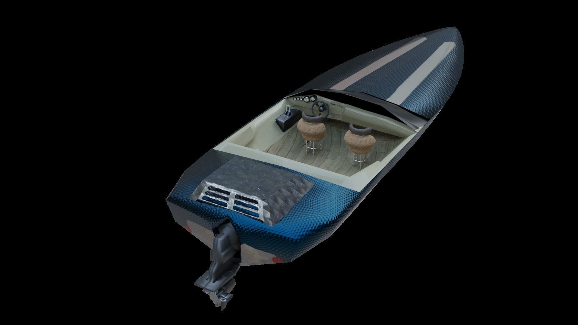 Fast Boat Low-poly 3D model_15