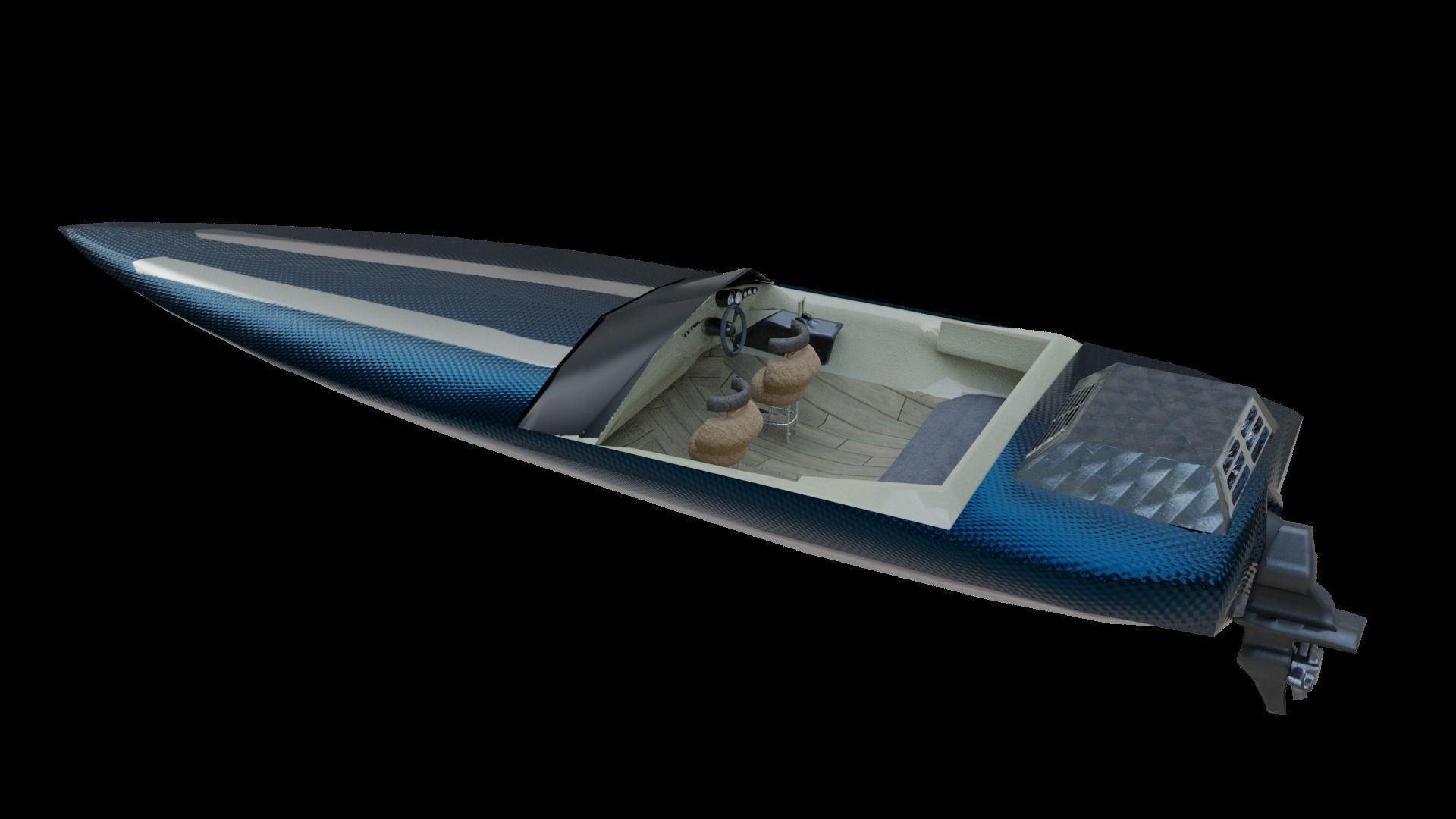 Fast Boat Low-poly 3D model_5