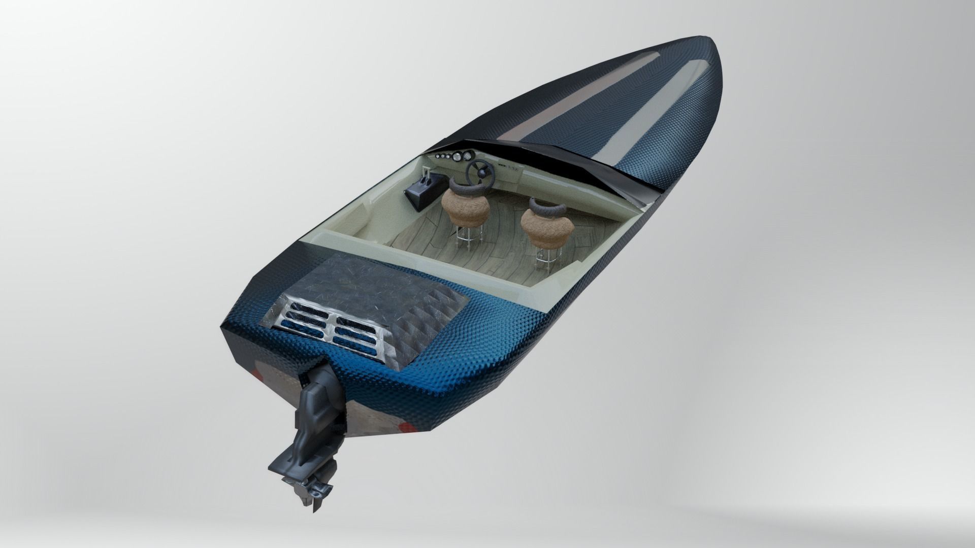 Fast Boat Low-poly 3D model_14