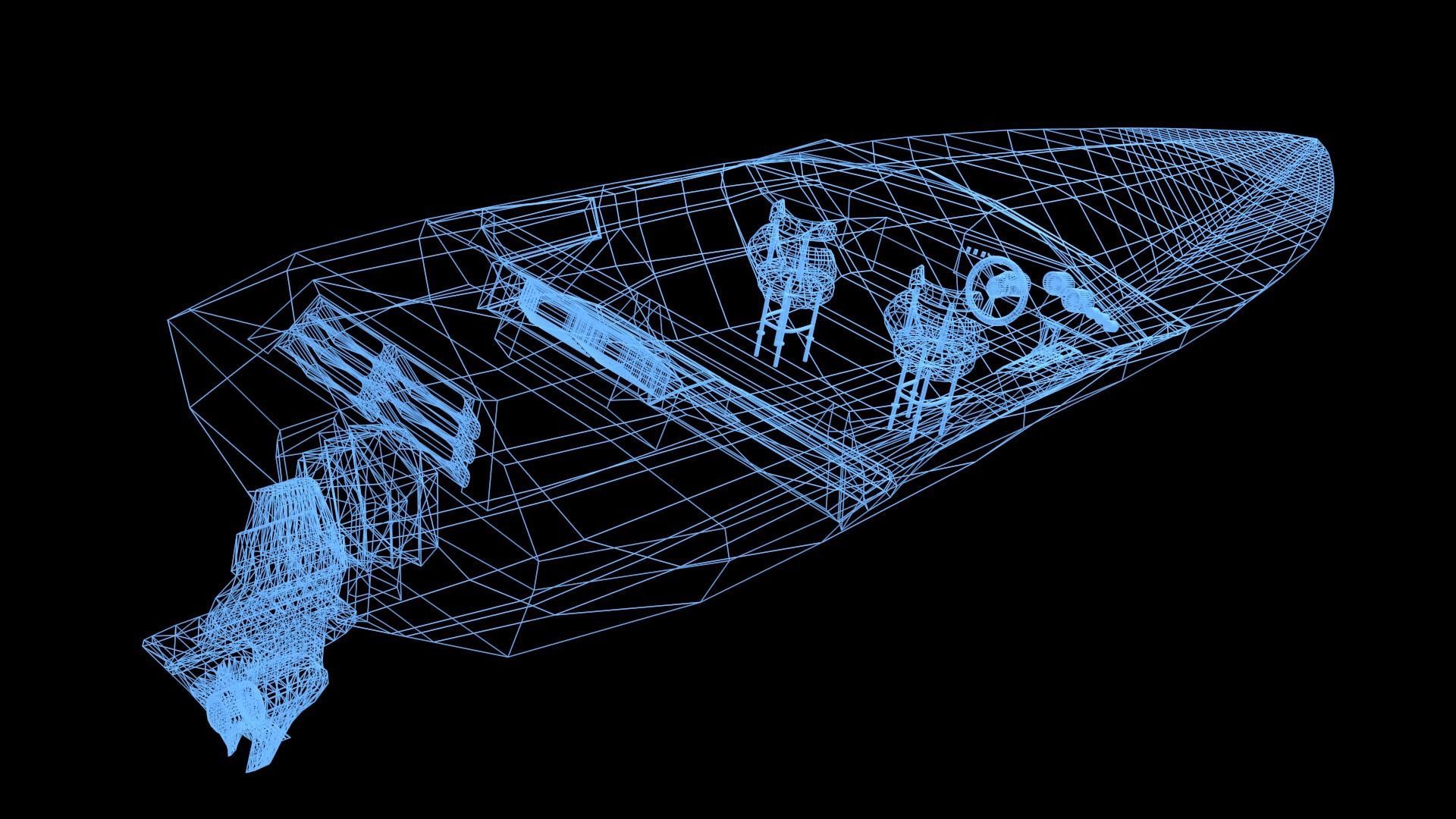 Fast Boat Low-poly 3D model_35