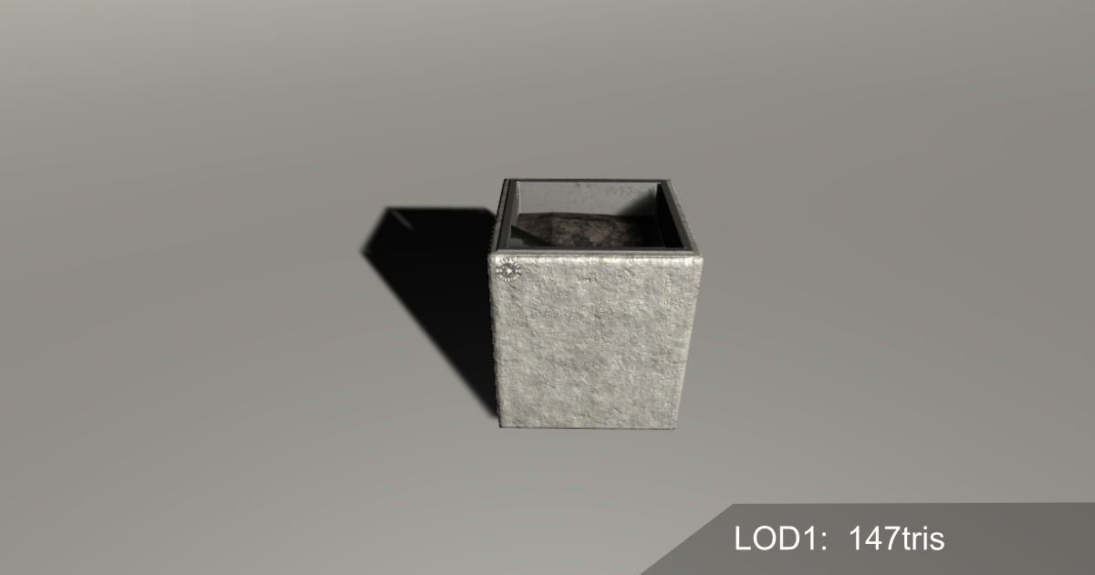 Concrete trashcan Free low-poly 3D model_2