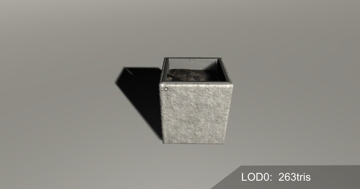 Concrete trashcan Free low-poly 3D model_1