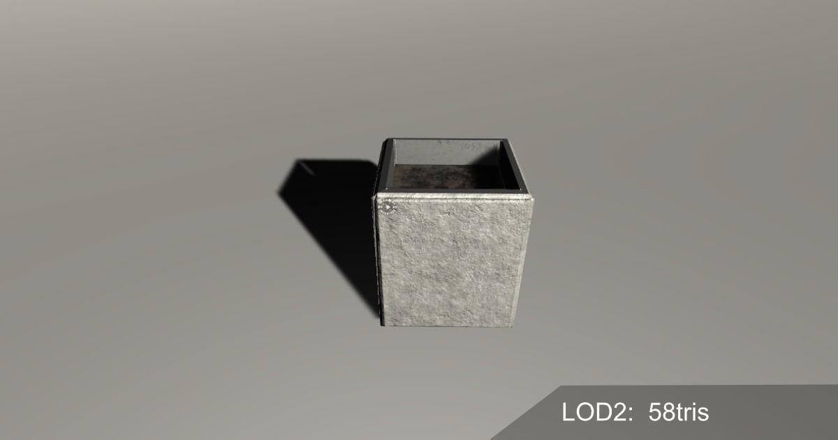 Concrete trashcan Free low-poly 3D model_3