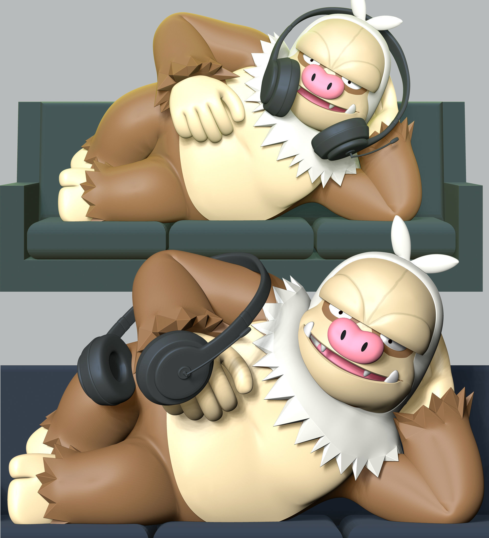 Slaking Pokemon - Headphone Holder 3D print model_6