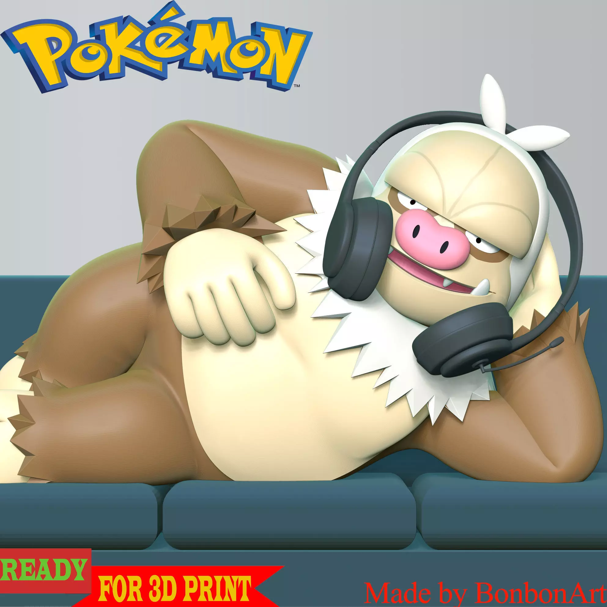 Slaking Pokemon - Headphone Holder 3D print model_0