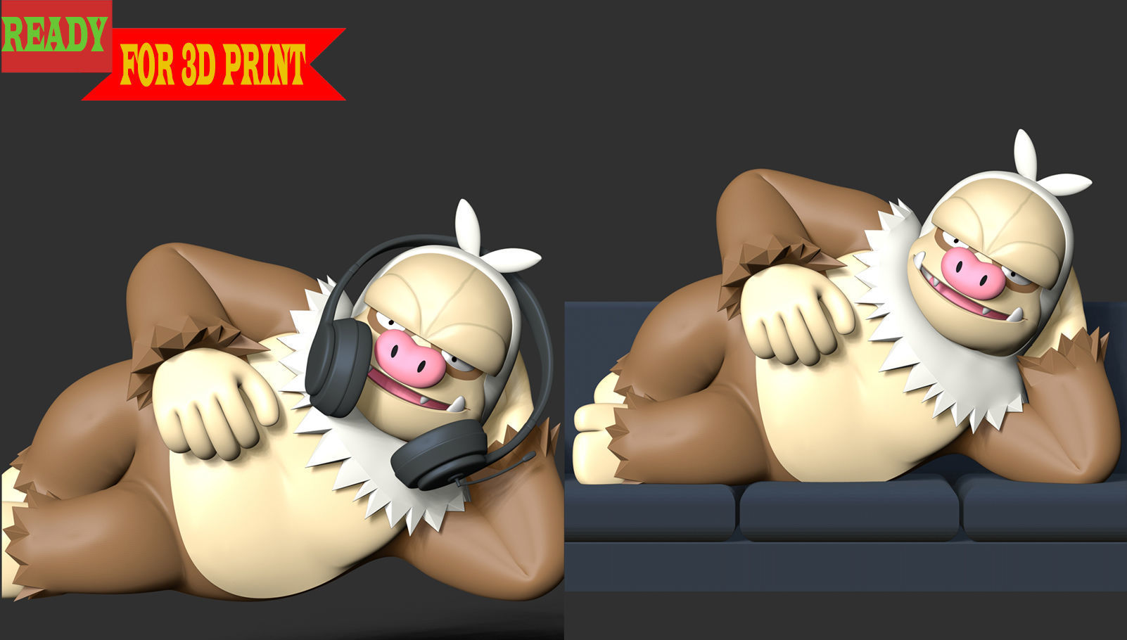 Slaking Pokemon - Headphone Holder 3D print model_1